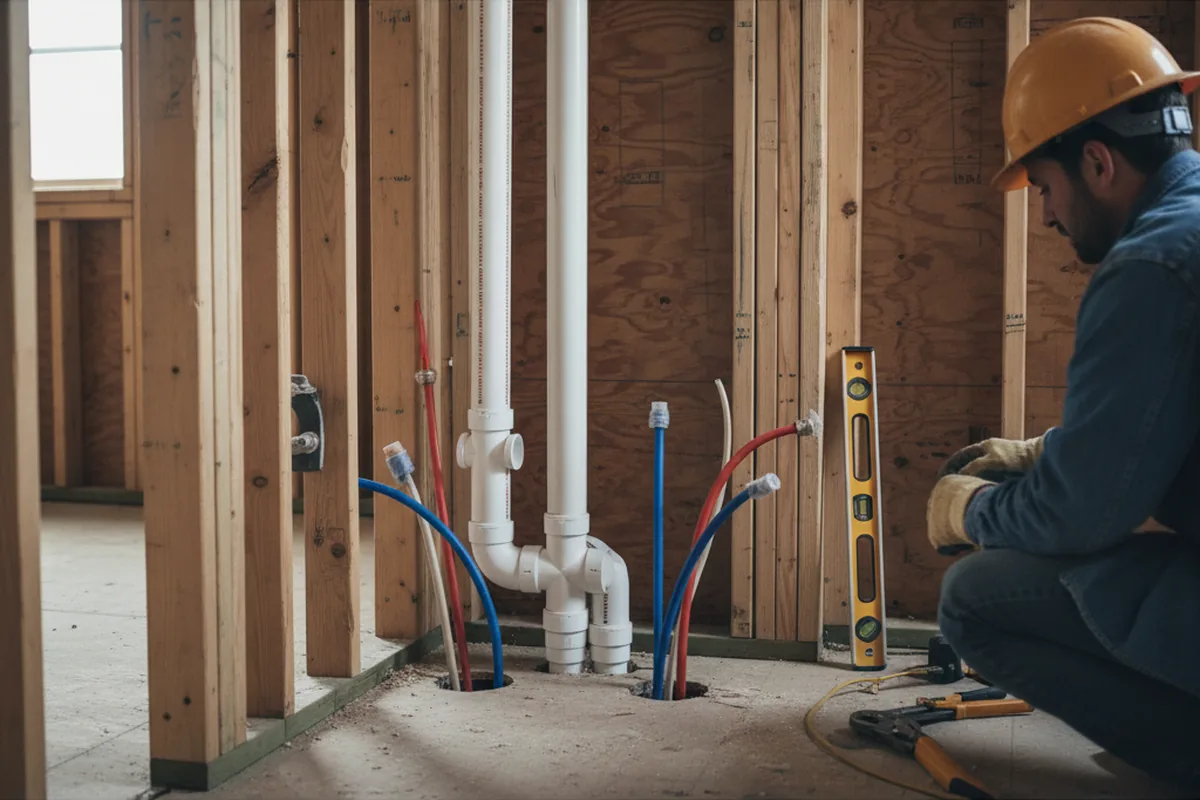 Drain and supply rough-in during Leak Detection in Riverton